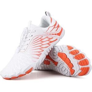 New HiGropcore Womens Size 6 White Orange Lace Up Breatheable Barefoot Shoes